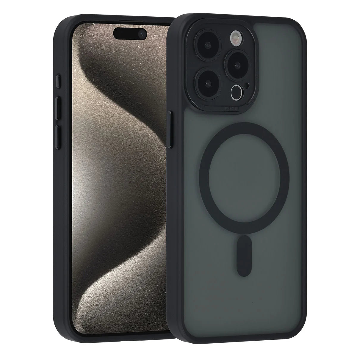 Tuniq iPhone 15 Pro Max - MagSafe Σκληρή Θήκη με Πλαίσιο Σιλικόνης και Προστασία Καμερών - Μαύρη