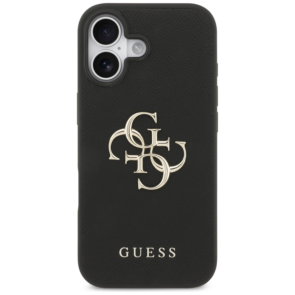 Guess iPhone 17 - Grained Big 4G and Classic Logo - Σκληρή Θήκη με Επένδυση από Οικολογικό Δέρμα - Black - GUHCP17SPGT4MBK