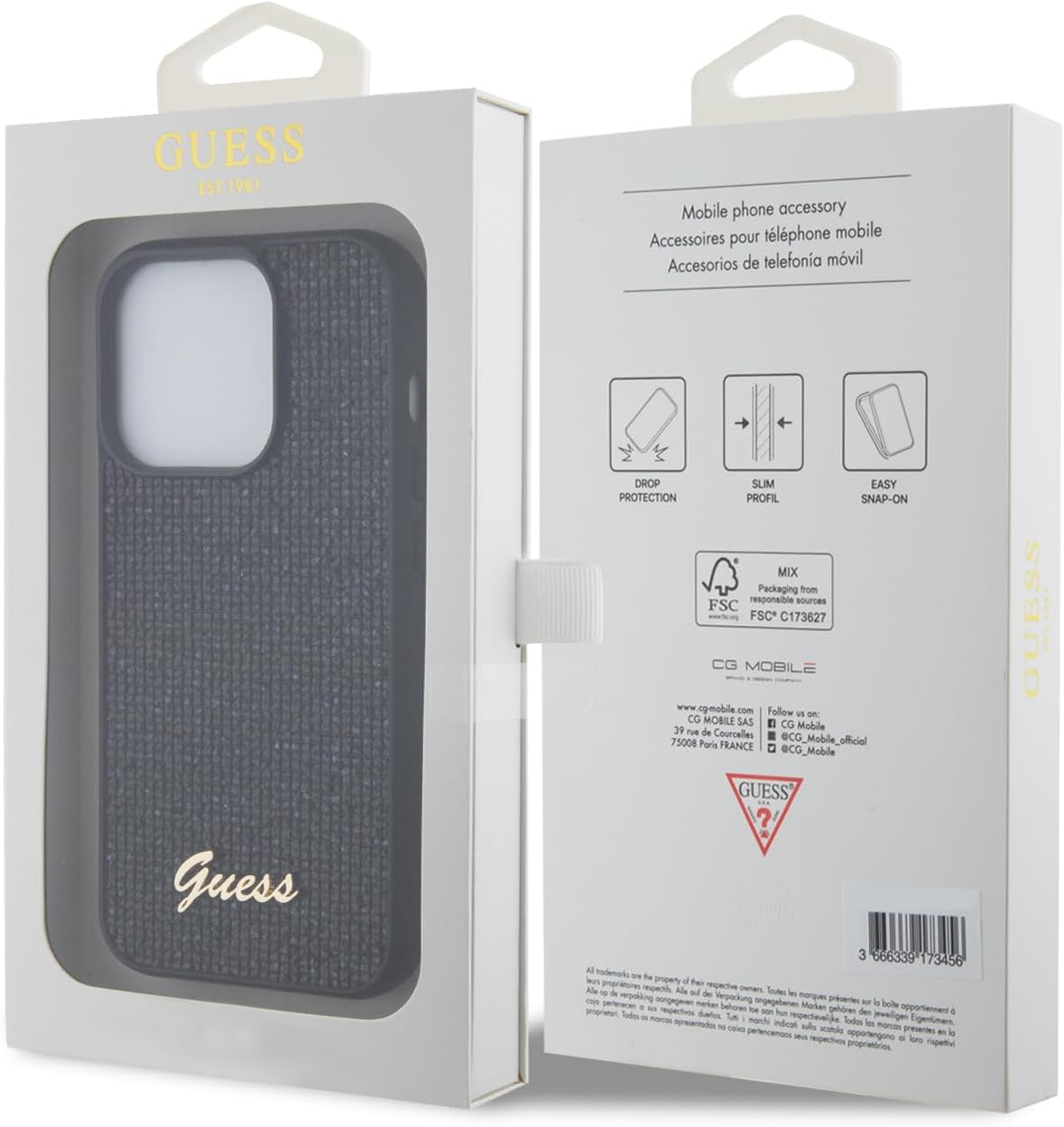 Guess iPhone 15 Pro Max - Sequin Script Metal Σκληρή Θήκη με Επένδυση από Παγέτες - Black - GUHCP15XPSFDGSK