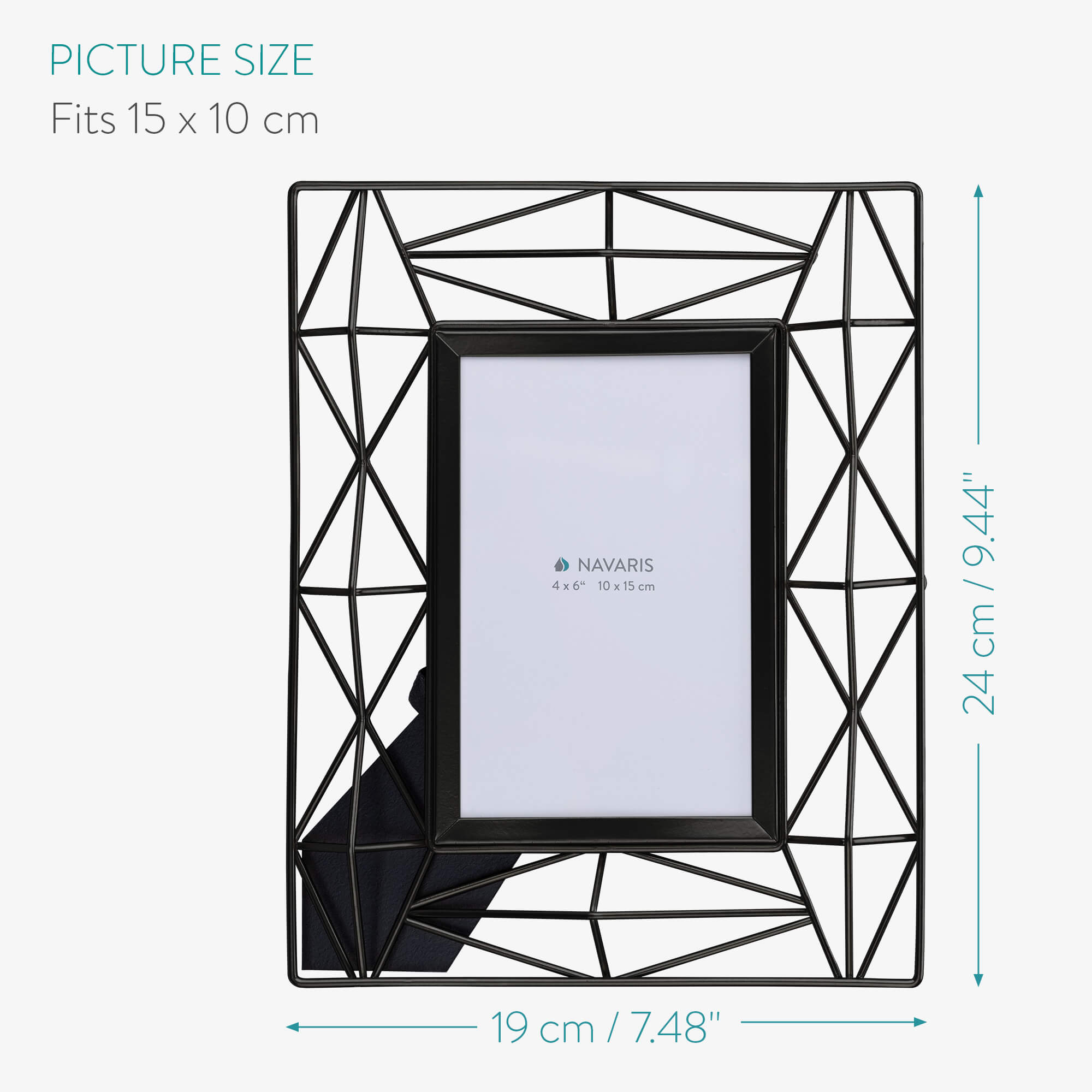 Navaris Μεταλλική Κορνίζα για Φωτογραφίες 10 x 15 cm - Black - 54642.2.01