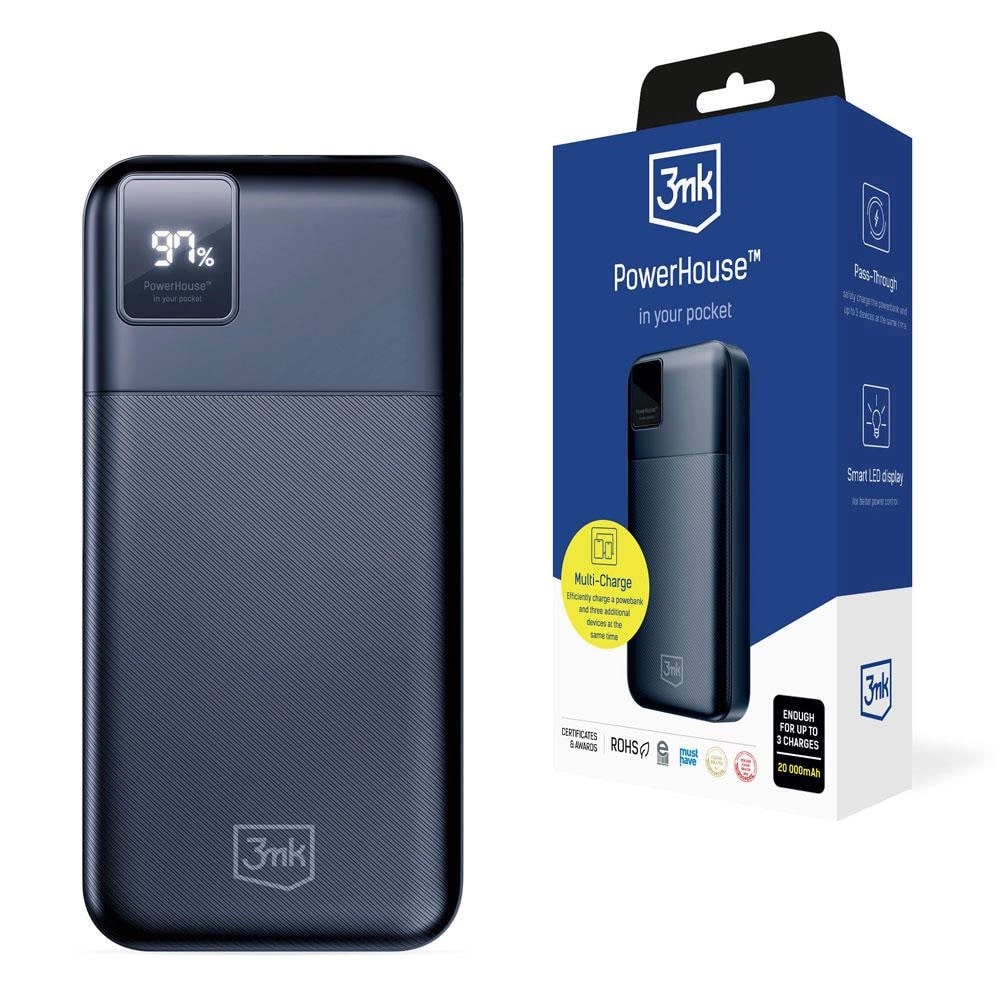 3MK PowerHouse 22,5W Power Bank 20000mAh με 2 Θύρες USB και 1 Θύρα Type-C - Blue