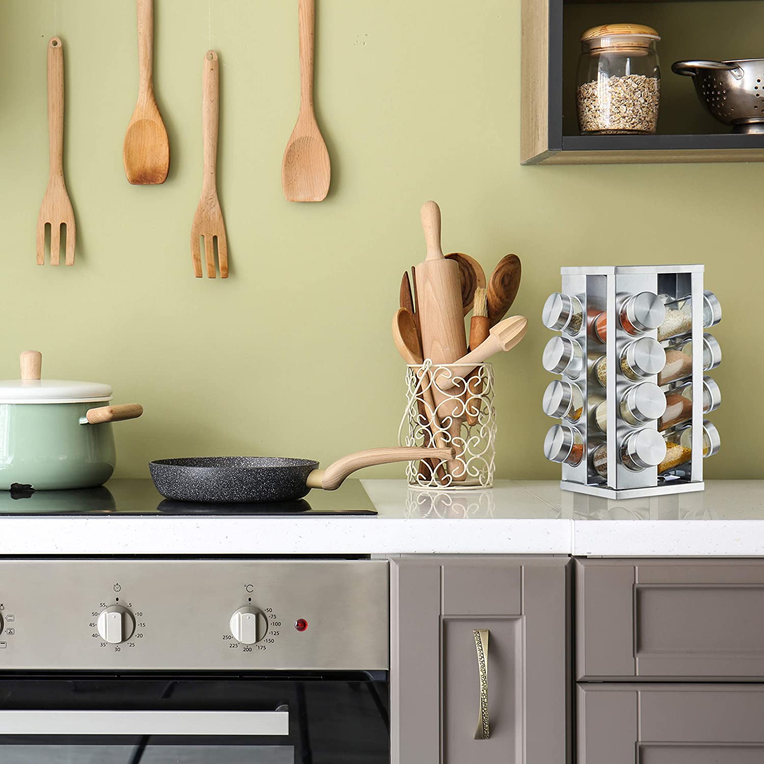 Relaxdays Καρουζέλ Μπαχαρικών με 16 Δοχεία - Silver - 4052025264611