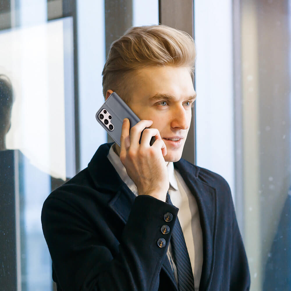 Dux Ducis Samsung Galaxy S22 Ultra Hivo Θήκη Πορτοφόλι Stand από Γνήσιο Δέρμα - Blue - likebrands.gr