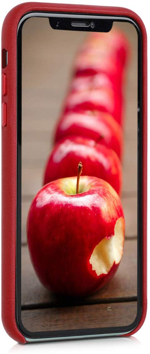 Kalibri iPhone 11 Σκληρή Θήκη με Επένδυση Γνήσιου Δέρματος - Red - 49737.09