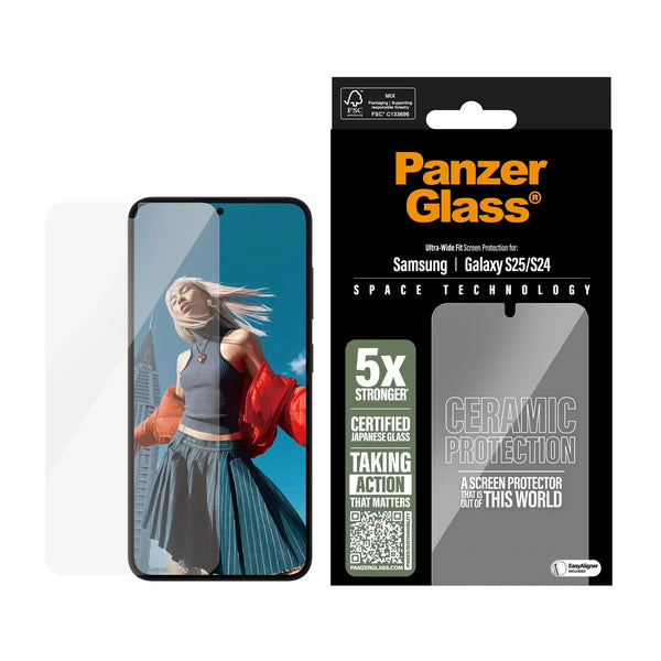PanzerGlass Samsung Galaxy S24 / S25 Ceramic Ultra-Wide Fit Full Screen Αντιχαρακτικό Γυαλί Οθόνης - Διάφανο