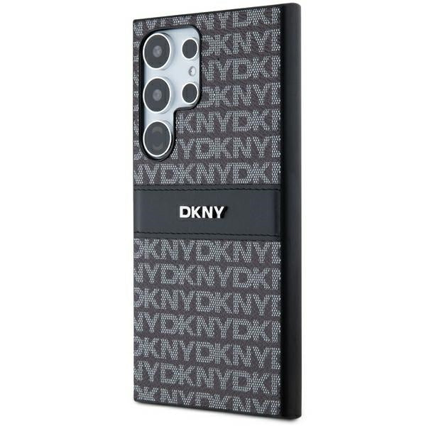 DKNY Samsung Galaxy S24 Ultra - Mono Stripe and Metal Logo Σκληρή Θήκη με Επένδυση Συνθετικού Δέρματος - Black