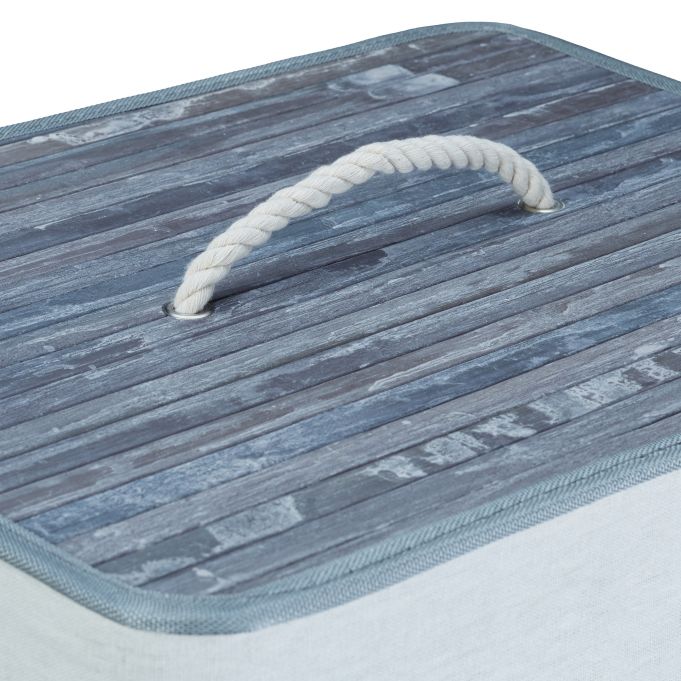 Relaxdays XL Καλάθι Απλύτων από Μπαμπού με Καπάκι - Grey / Creme - 4052025961862