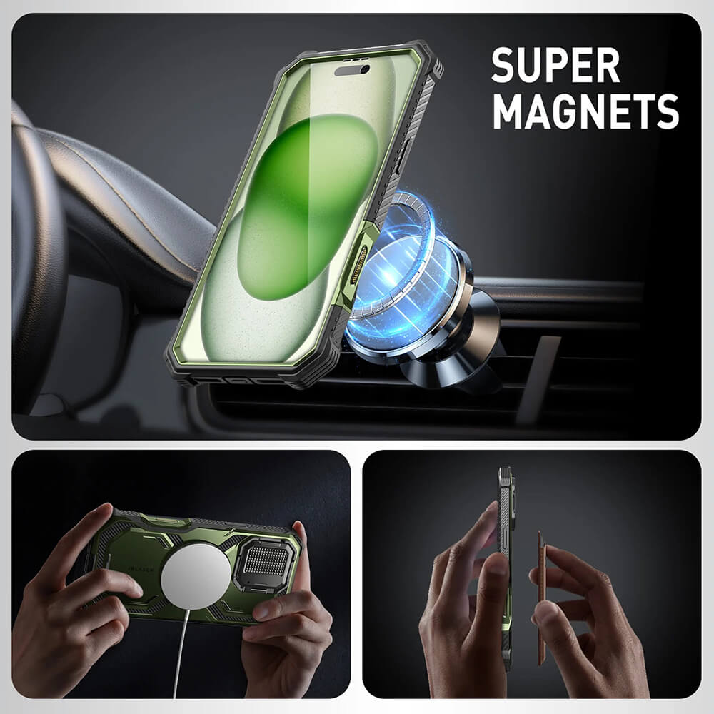 Supcase iPhone 16 Armorbox MagSafe Σκληρή Θήκη με Προστασία Οθόνης και Κάλυμμα Κάμερας / Stand - Green