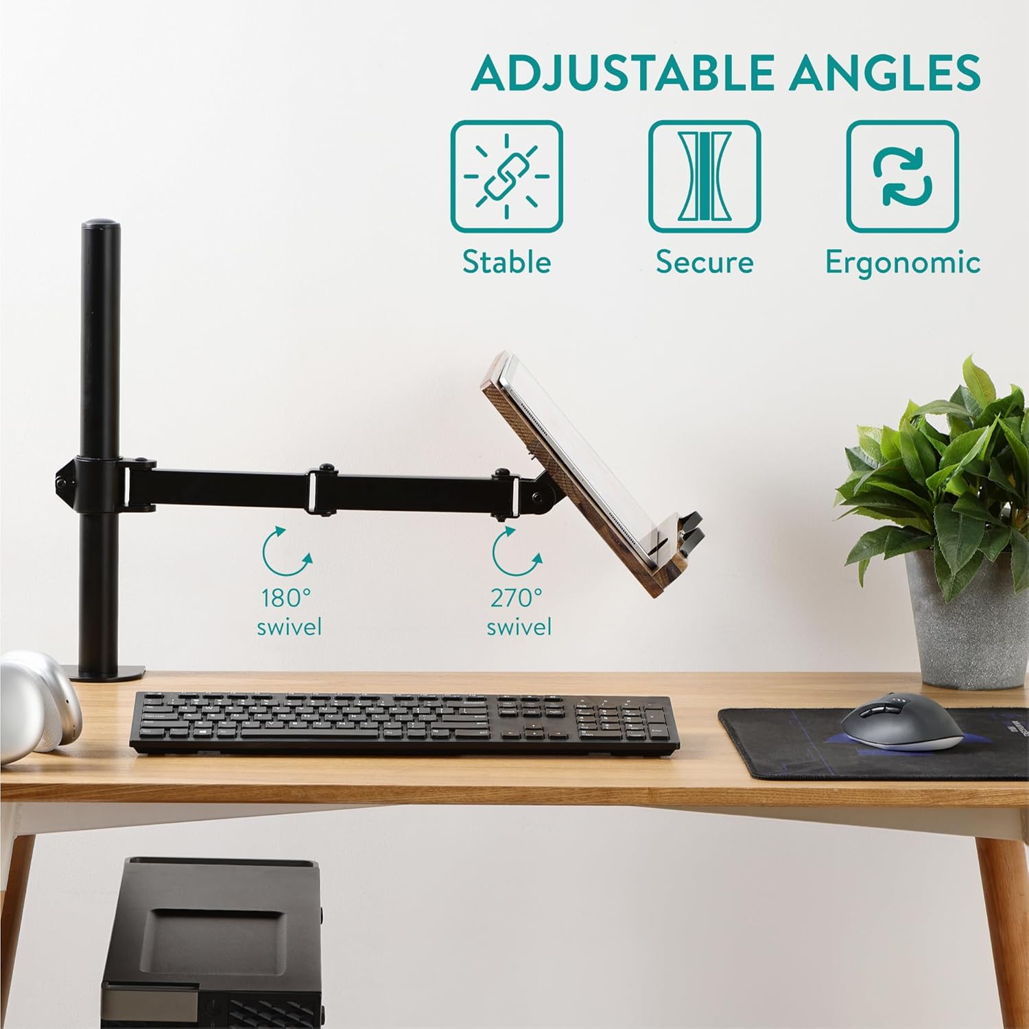 Navaris Βάση Στήριξης Βιβλίων και Τάμπλετ με Ρυθμιζόμενο Βραχίονα - Acacia Brown