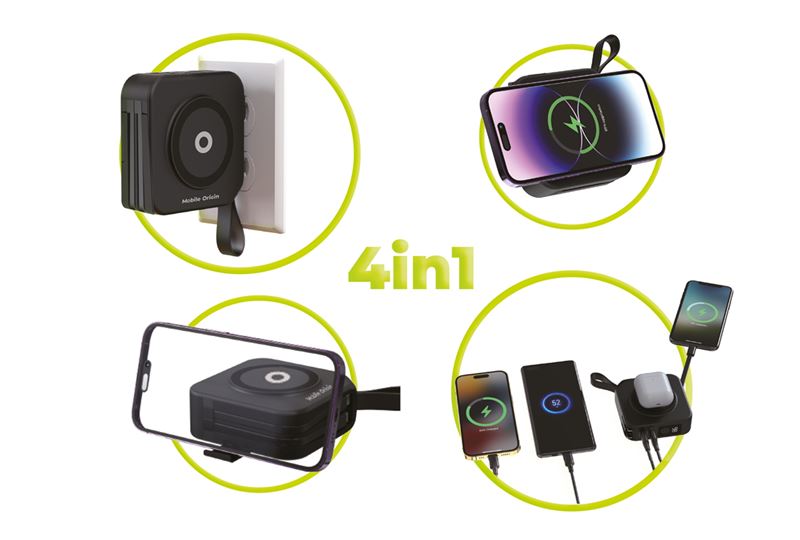 Mobile Origin Powerbank 10000mAh & Φορτιστής Ταξιδίου 15W με Ενσωματωμένα Καλώδια Lightning και Type-C - White