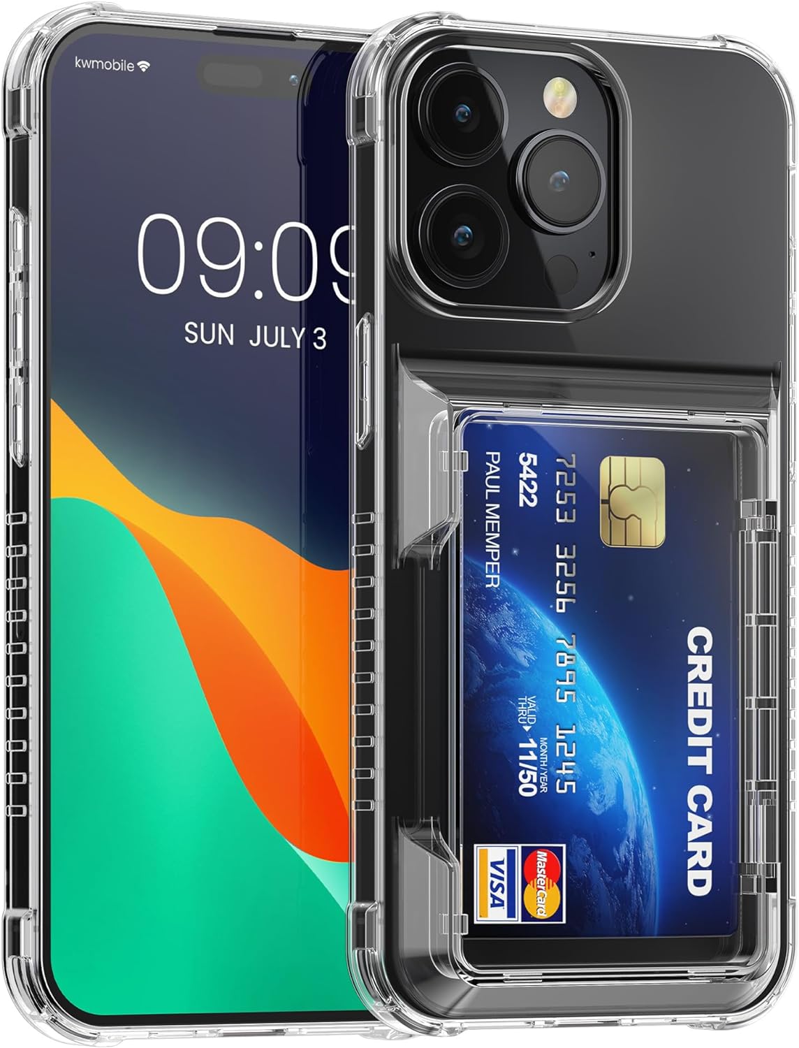 KW iPhone 15 Pro Max Σκληρή Θήκη με Υποδοχή για Κάρτες - Clear