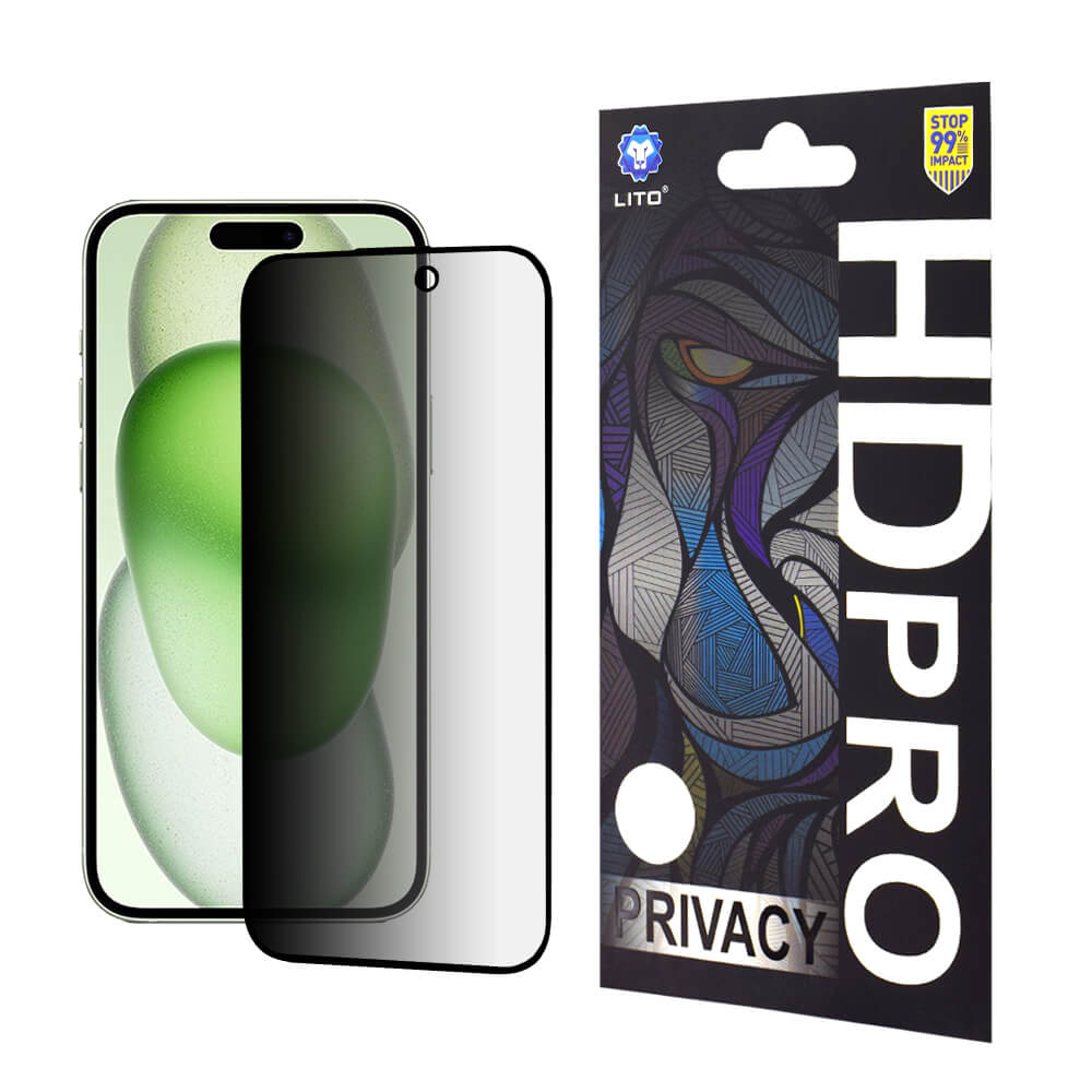 Lito iPhone 15 Plus HD Pro Privacy Αντιχαρακτικό Γυαλί Οθόνης - Black