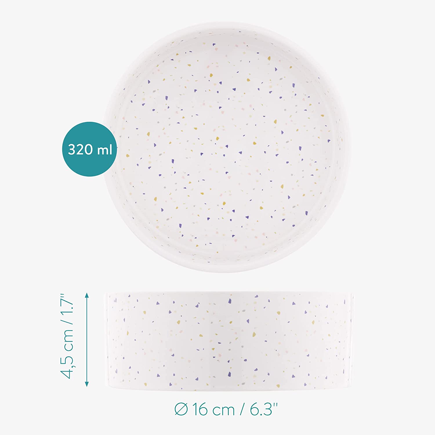 Navaris Σετ με 2 Κεραμικά Μπολ Φαγητού και Νερού για Κατοικίδια - White - 55231.02