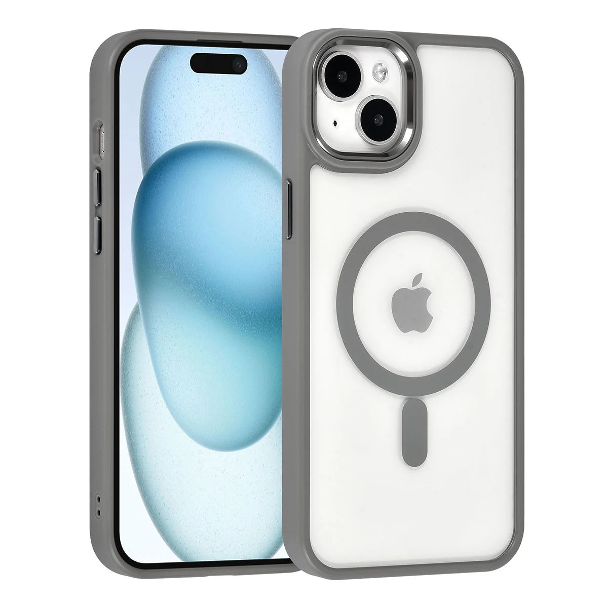 Tuniq iPhone 15 Plus / 14 Plus - MagSafe Σκληρή Θήκη με Πλαίσιο Σιλικόνης - Γκρι Ματ / Διάφανη