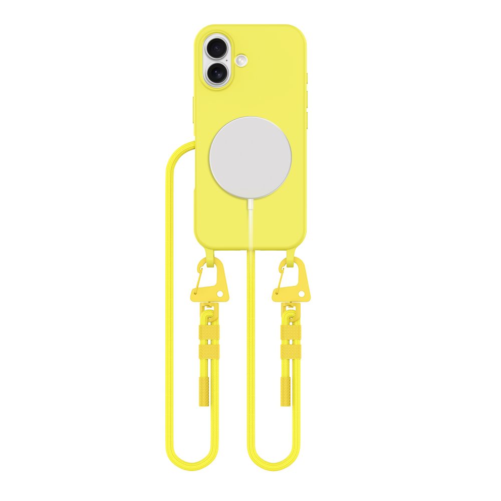 Tech-Protect iPhone 16 MagNecklace - MagSafe Θήκη Σιλικόνης TPU με Pυθμιζόμενο Αποσπώμενο Κορδόνι - Canary Yellow