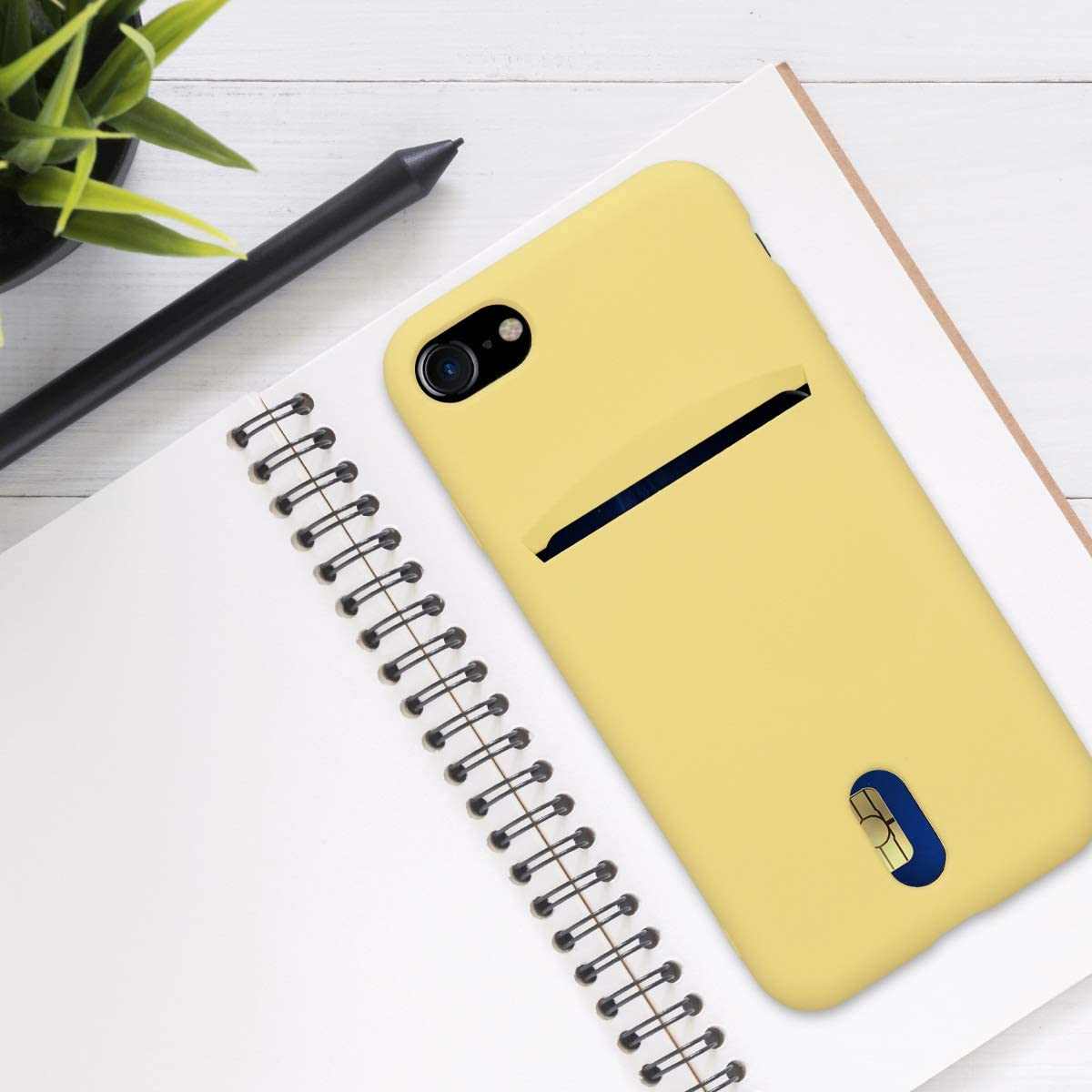 KW iPhone SE 2022 / SE 2020 / 7 / 8 Θήκη Σιλικόνης Rubber TPU με Υποδοχή για Κάρτα - Yellow - 49100.06
