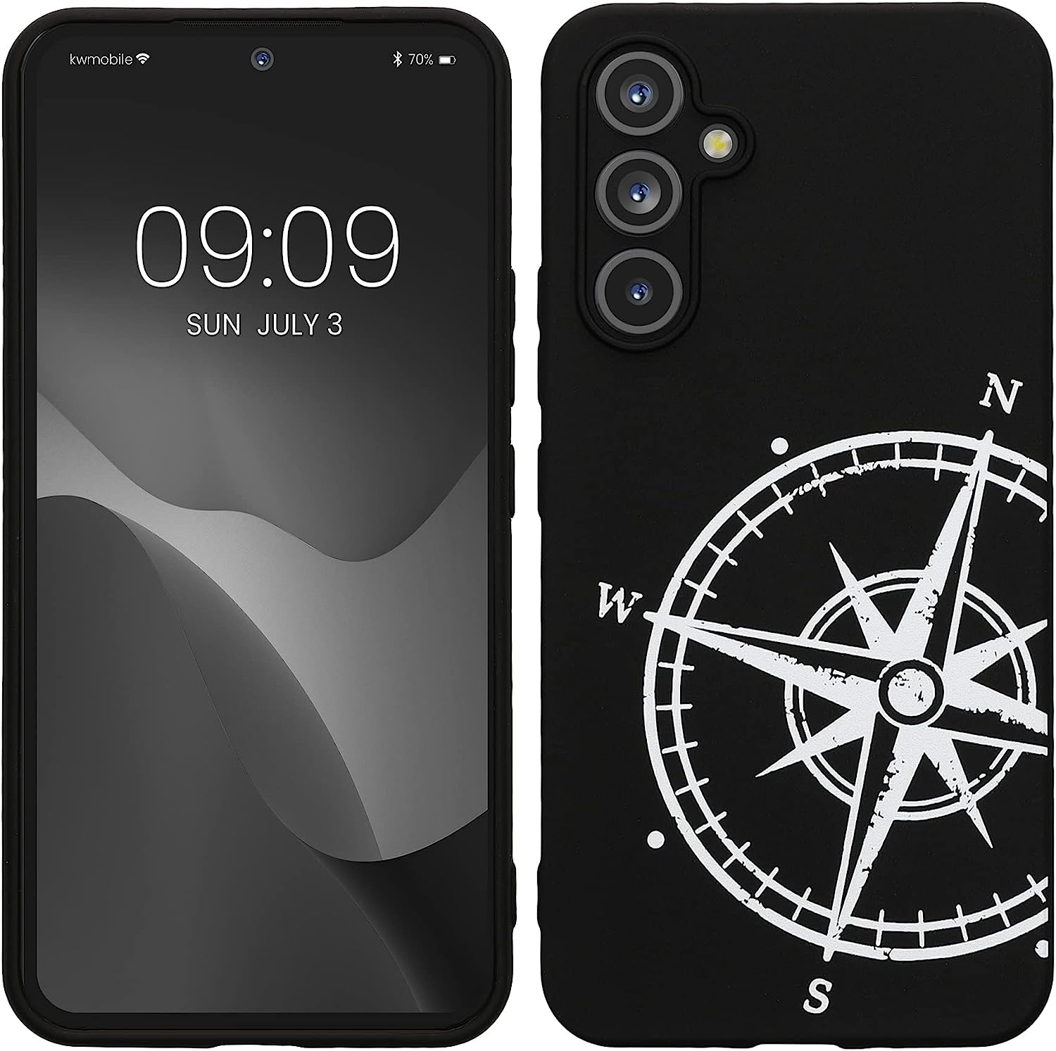 KW Samsung Galaxy A54 5G Θήκη Σιλικόνης Design Compass Vintage - Black / White - 61246.03