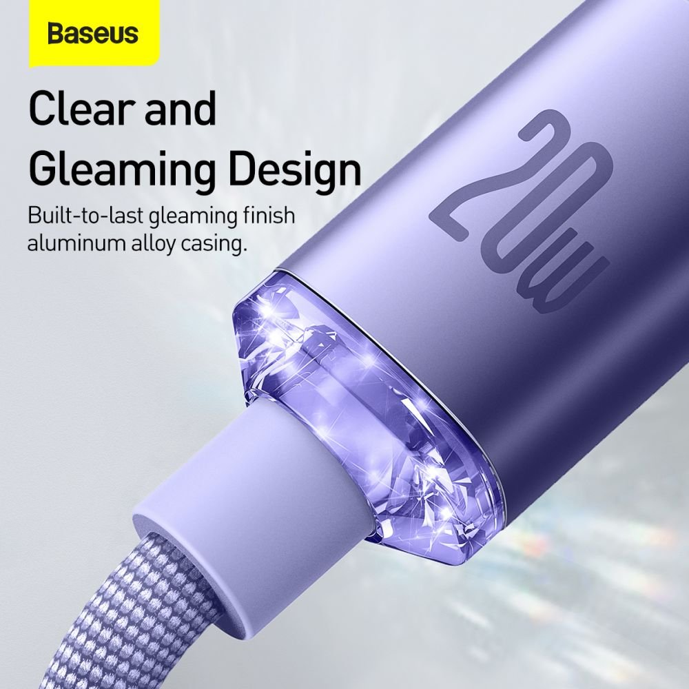 Baseus Crystal Shine Cable Type - C to Lightning PD 20W - Καλώδιο Δεδομένων και Γρήγορης Φόρτισης Type - C to Lightning 1.2M - Purple - CAJY000205