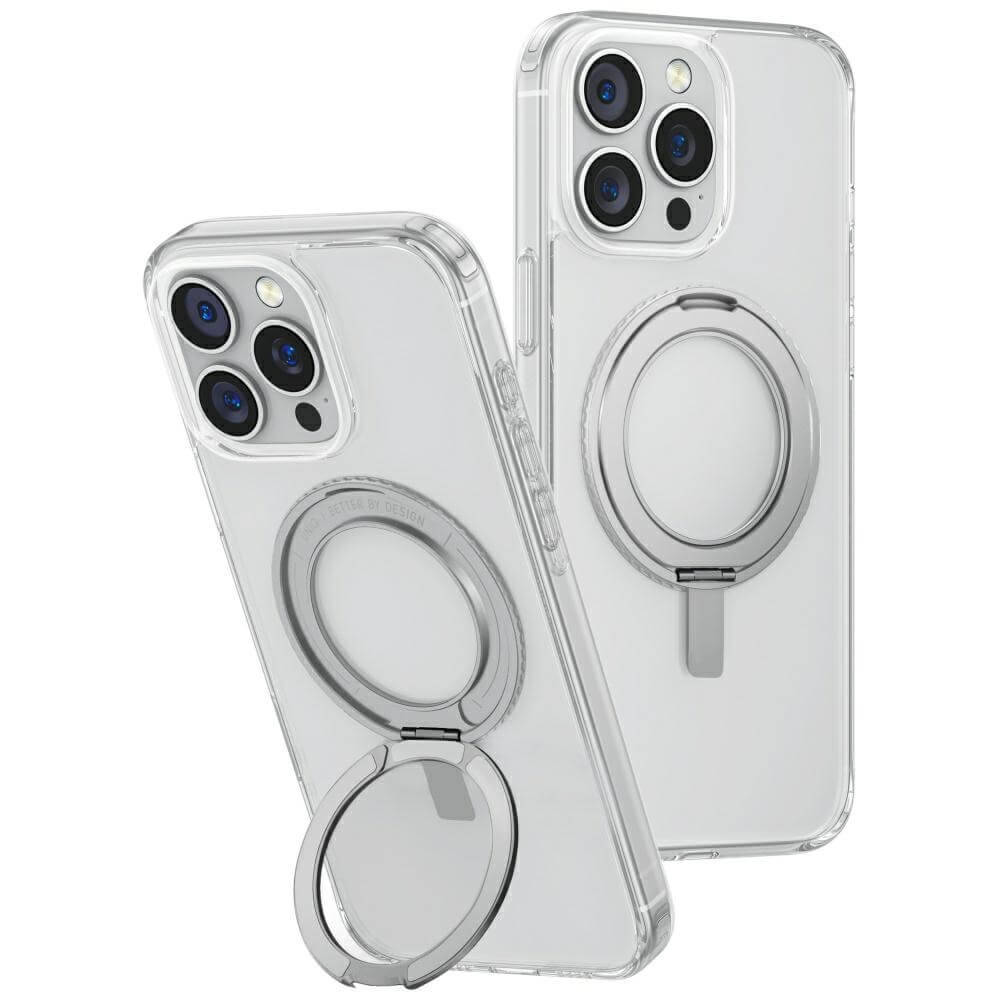 Uniq iPhone 16 Pro Max - Swivix 360 Rotating Kickstand - Σκληρή Θήκη με Πλαίσιο Σιλικόνης και Σταντ - Διάφανη