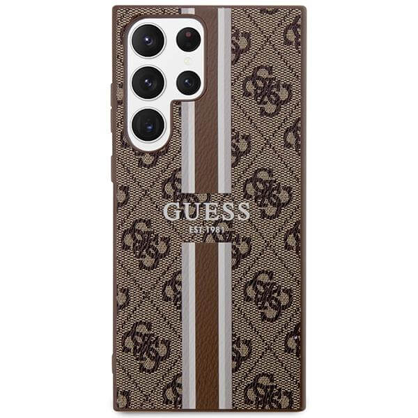 Guess Samsung Galaxy S23 Ultra - 4G Printed Stripe Θήκη με Επένδυση Συνθετικού Δέρματος - Brown - GUHCS23LP4RPSW