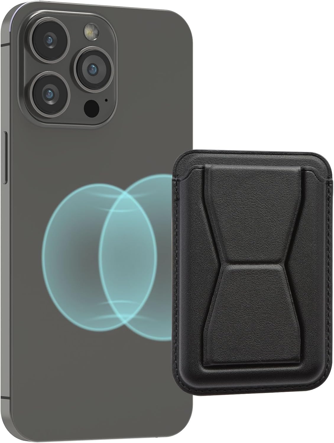 KW iPhone Μαγνητική Θήκη για Πιστωτικές Κάρτες από Συνθετικό Δέρμα με Stand - Black