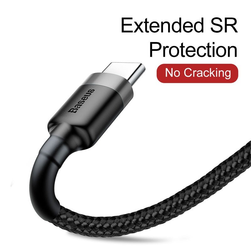 Baseus Cafule Cable Type - C 2A - Καλώδιο Δεδομένων και Φόρτισης Type - C 2M - Black / Grey - CATKLF - CG1