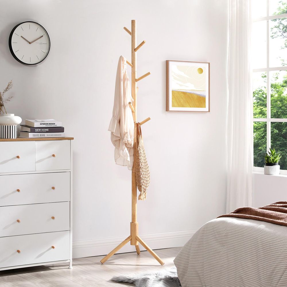 Vasagle Επιδαπέδια Ξύλινη Κρεμάστρα με Ρυθμιζόμενο Ύψος - Natural - RCR004N01