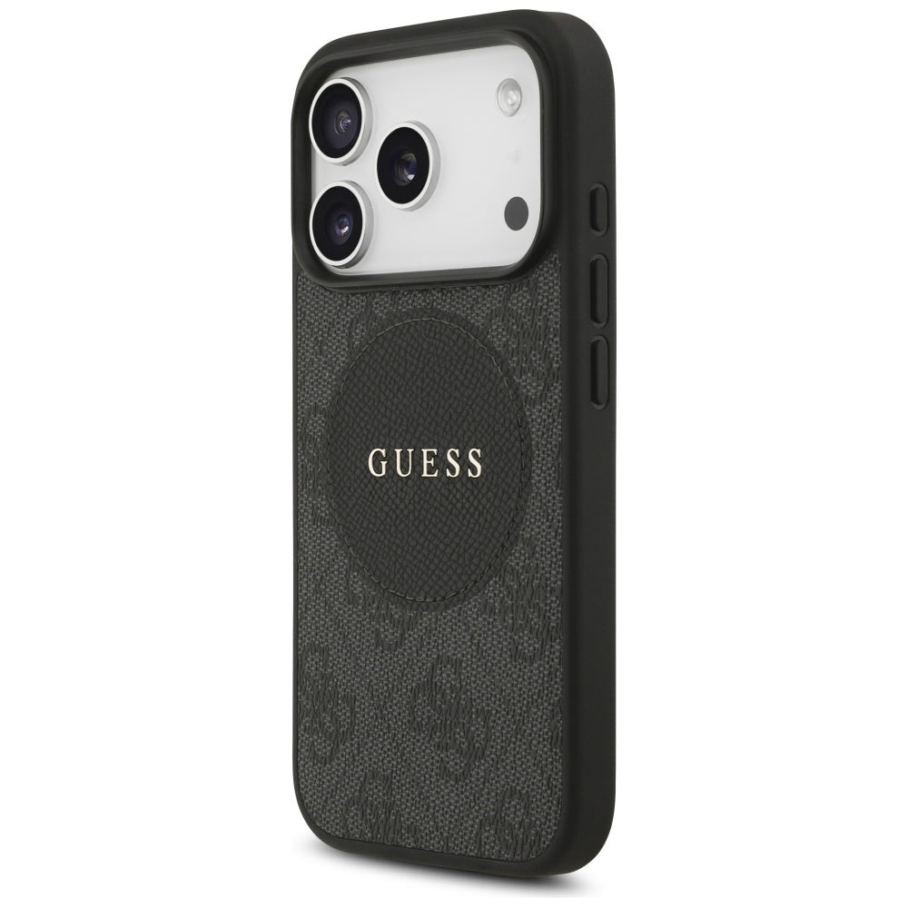 Guess iPhone 17 Pro - 4G Circle Classic Logo MagSafe - Θήκη με Επένδυση Συνθετικού Δέρματος - Black - GUHMP17LP4PGRSGK