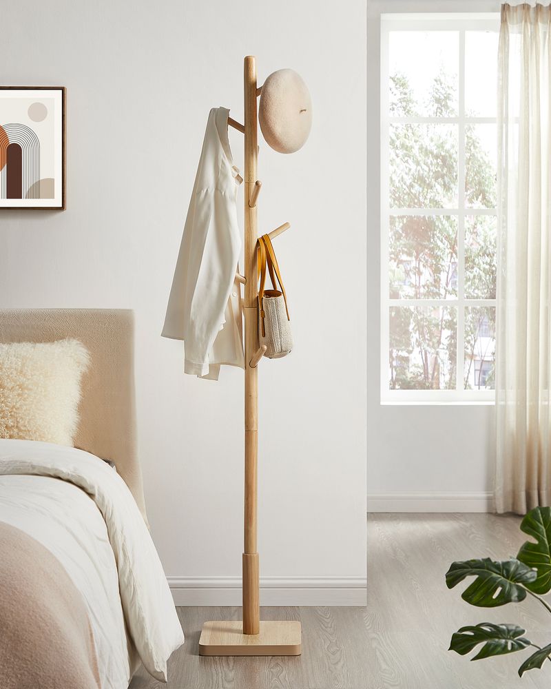 Vasagle Επιδαπέδια Ξύλινη Κρεμάστρα με 8 Γάντζους - Natural Beige - RCR010N01
