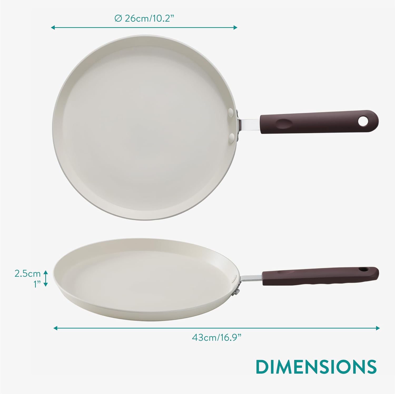 Navaris Σετ Τηγάνι και Spreader για Κρέπες - 26 cm - Cream White - 49546.02