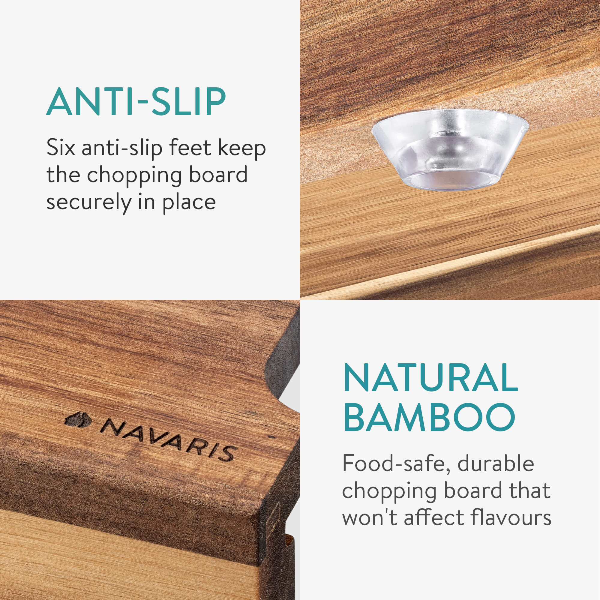 Navaris Σανίδα Κοπής από Ξύλο Ακακίας με 2 Δοχεία - Brown / Silver - 47368.04