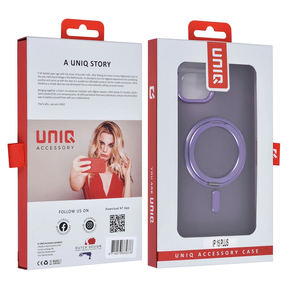 Tuniq iPhone 15 Plus / 14 Plus - Σκληρή MagSafe Θήκη με Περιστρεφόμενο Δαχτυλίδι Συγκράτησης - Μοβ