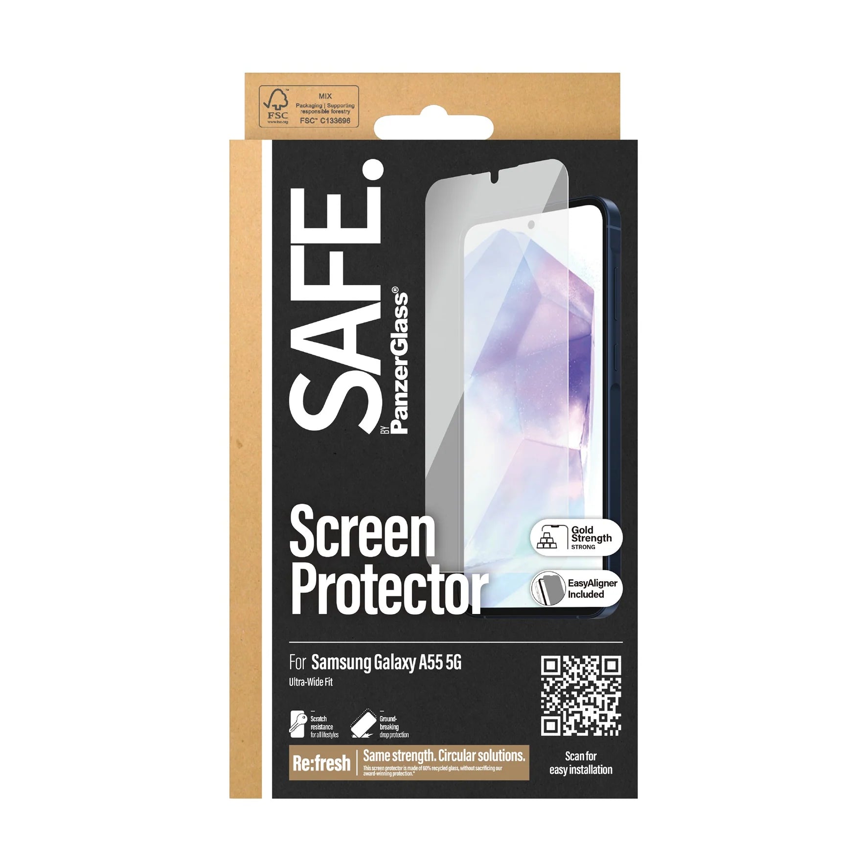Safe by PanzerGlass Samsung Galaxy A55 5G - Ultra-Wide Fit W. EasyAligner Case Friendly Full Screen Αντιχαρακτικό Γυαλί Οθόνης - Διάφανο - SAFE95687