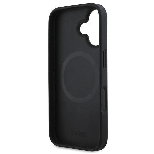 DKNY iPhone 16 Plus - Checkered Pattern - MagSafe Σκληρή Θήκη με Επένδυση Συνθετικού Δέρματος - Black