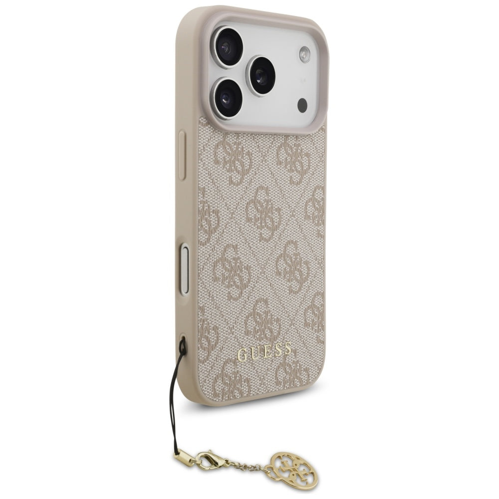 Guess iPhone 17 Pro - 4G Charms Collection MagSafe - Θήκη με Επένδυση Συνθετικού Δέρματος - Pink - GUHMP17LGF4GCP