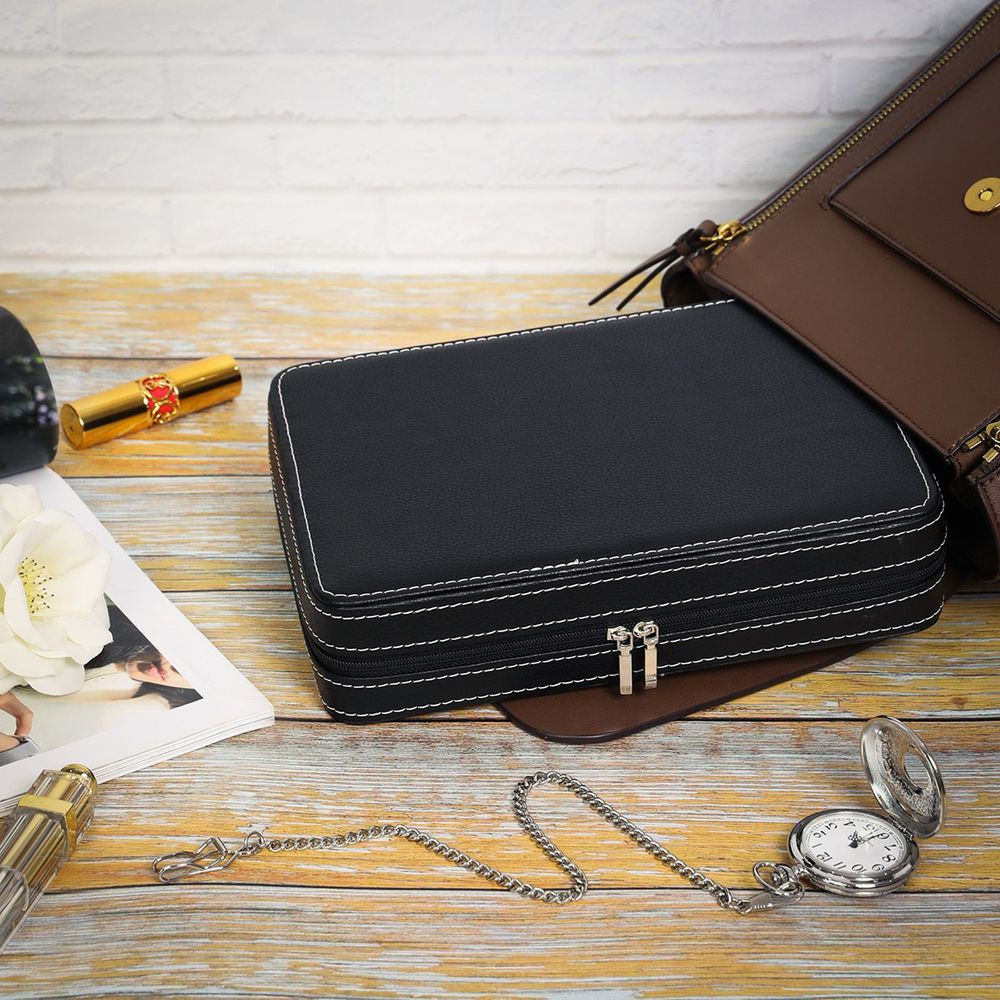 Songmics Κασετίνα Αποθήκευσης για 8 Ρολόγια με Φερμουάρ - Black- JWB50B