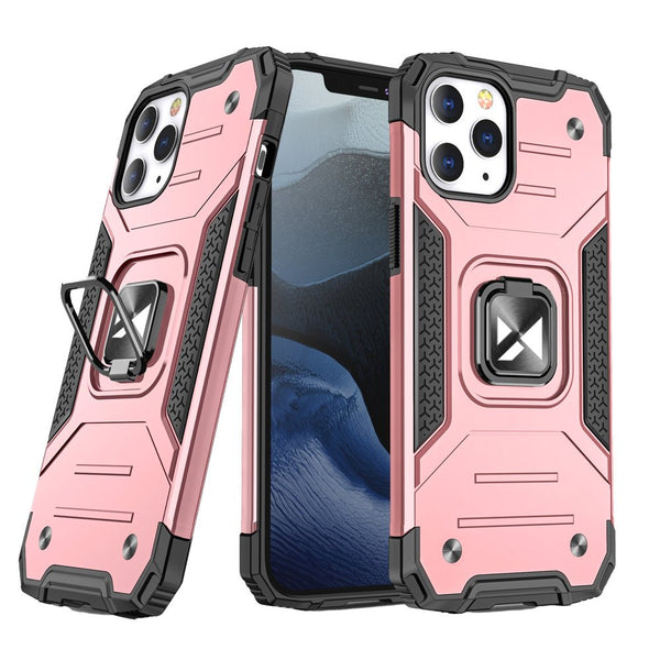 Wozinsky iPhone 12 Pro Max Ring Armor Σκληρή Θήκη με Πλαίσιο Σιλικόνης και Δαχτυλίδι Συγκράτησης - Pink
