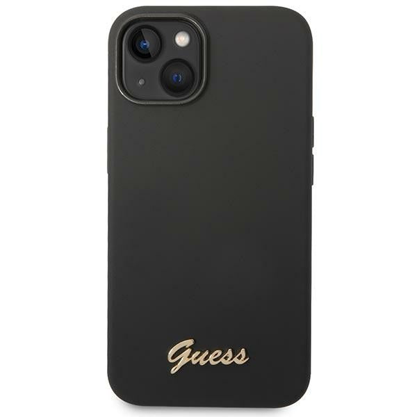 Guess iPhone 14 Silicone Metal Logo Script Θήκη Σιλικόνης - Black - GUHCP14SSLSMK
