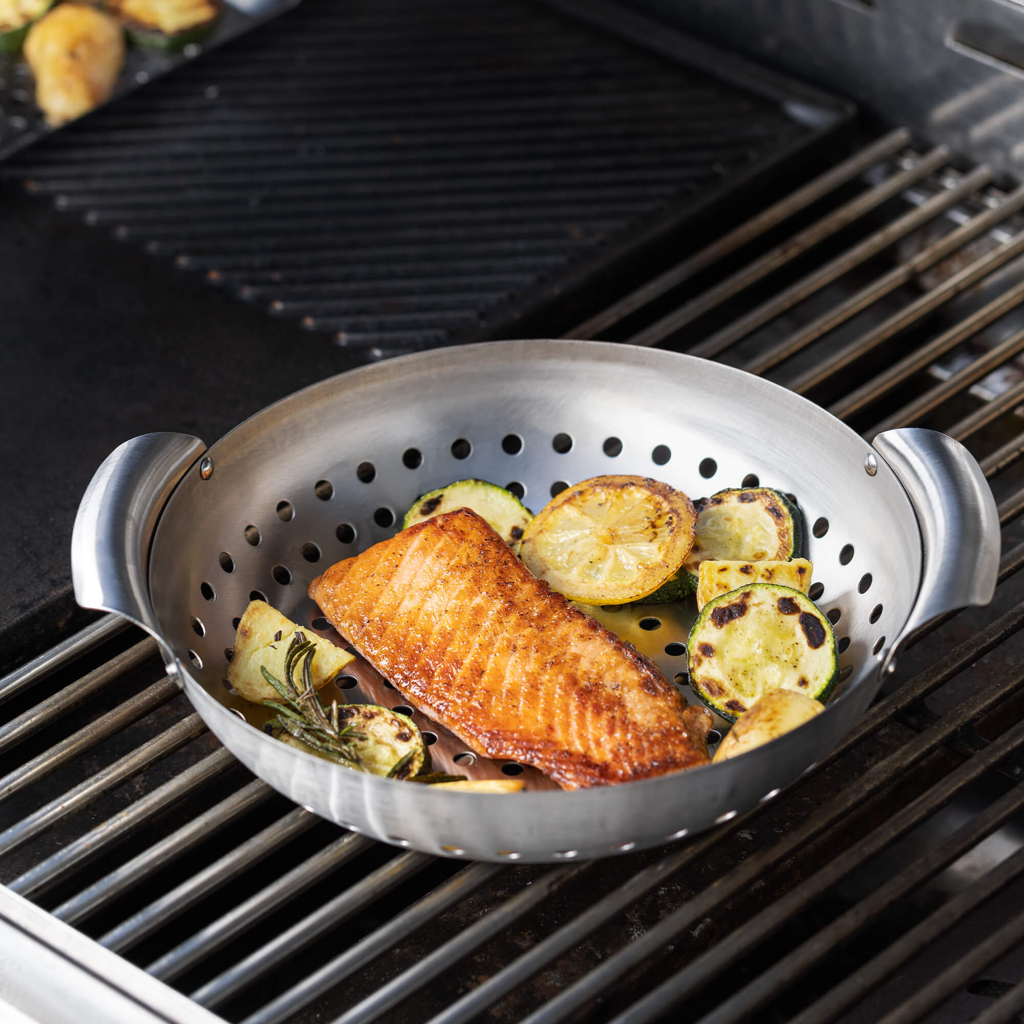 Navaris Στρογγυλό Καλάθι από Ανοξείδωτο Ατσάλι για Ψησταριά BBQ - Silver - 56221.01