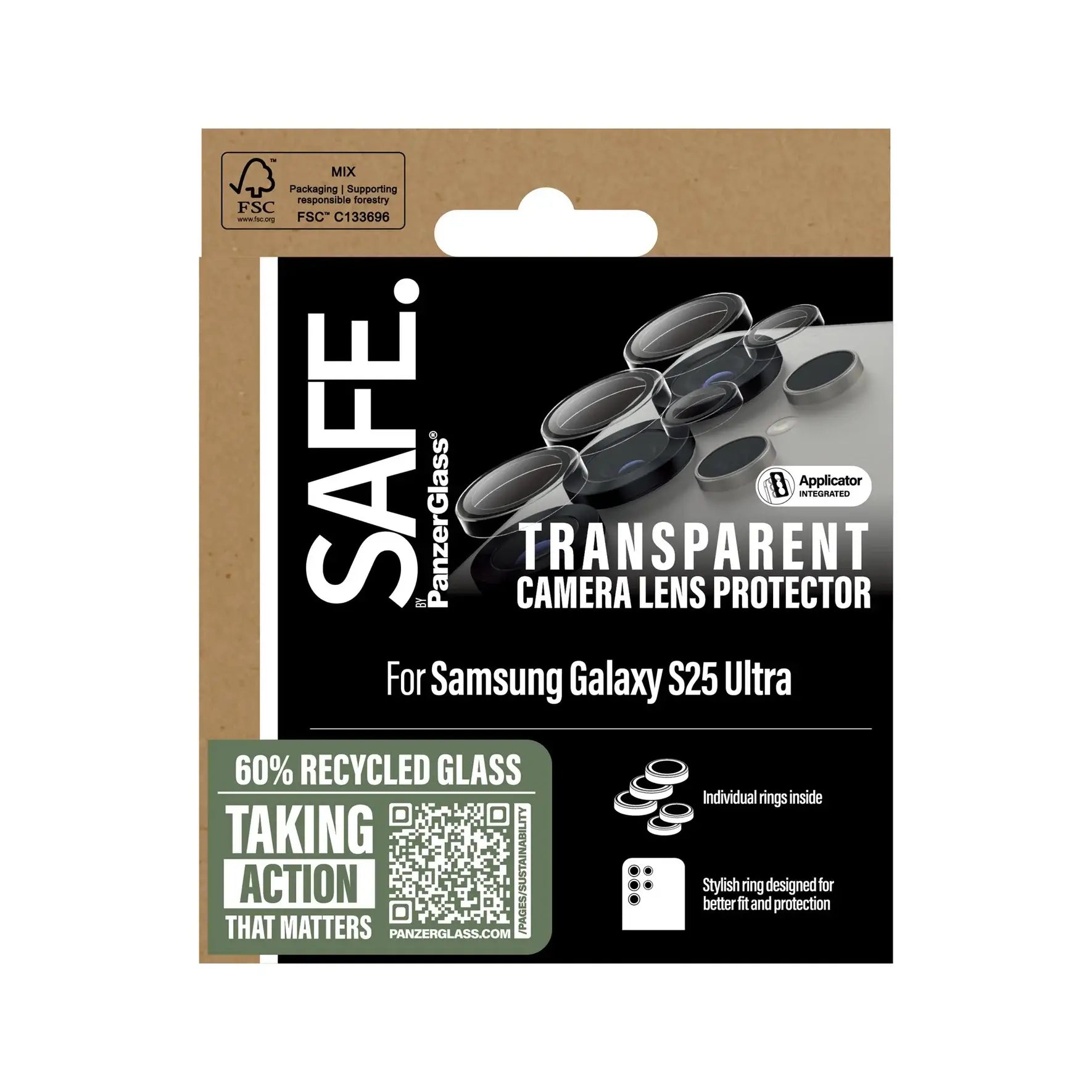 Safe by PanzerGlass Samsung Galaxy S25 Ultra Camera Lens Protector Αντιχαρακτικό Γυαλί για την Κάμερα - Διάφανο