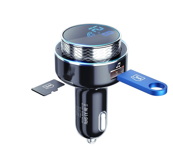3MK HyperCar FM Transmitter με 2 Θύρες USB και 1 TF Card Reader για Αναπαραγωγή Μουσικής / Φόρτιση Κινητών στο Αυτοκίνητο - Bluetooth 5.0 - Black