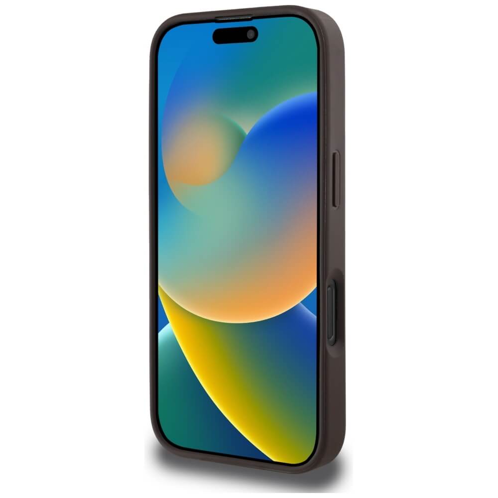 Guess iPhone 16 Pro - 4G Circle Classic Logo - MagSafe Θήκη με Επένδυση Συνθετικού Δέρματος - Brown - GUHMP16LP4PGRSGW