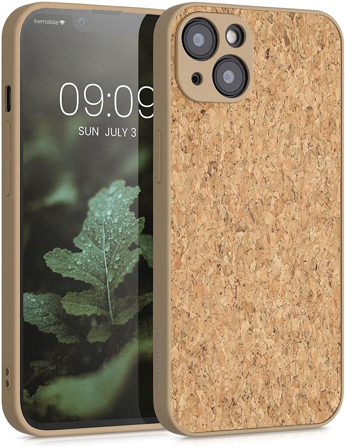 KW iPhone 13 Σκληρή Θήκη από Φελλό με Πλαίσιο Σιλικόνης - Light Brown - 56312.24