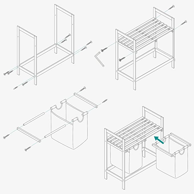 Navaris Διπλό Καλάθι Απλύτων από Μπαμπού - Light Brown - 52554.02