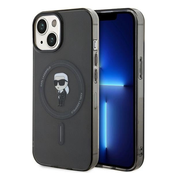 Karl Lagerfeld iPhone 15 / 14 / 13 - IML Ikonik Magsafe Σκληρή Θήκη με Πλαίσιο Σιλικόνης και MagSafe - Black - KLHMP15SHFCKNOK