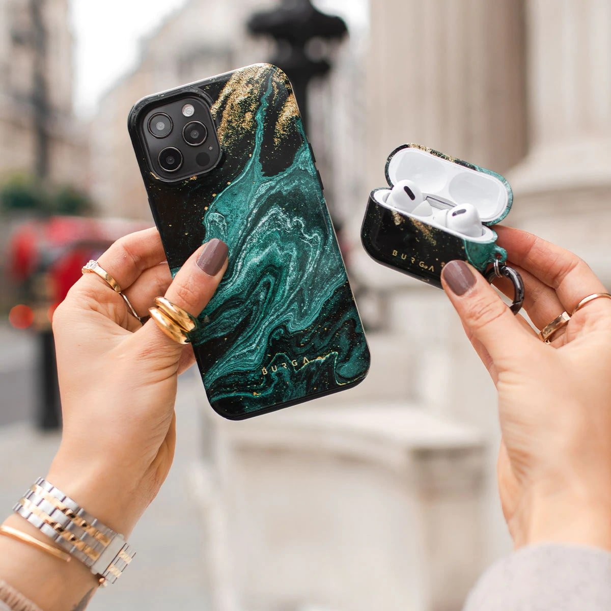 Burga iPhone 13 Pro Fashion Tough Σκληρή Θήκη - Emerald Pool