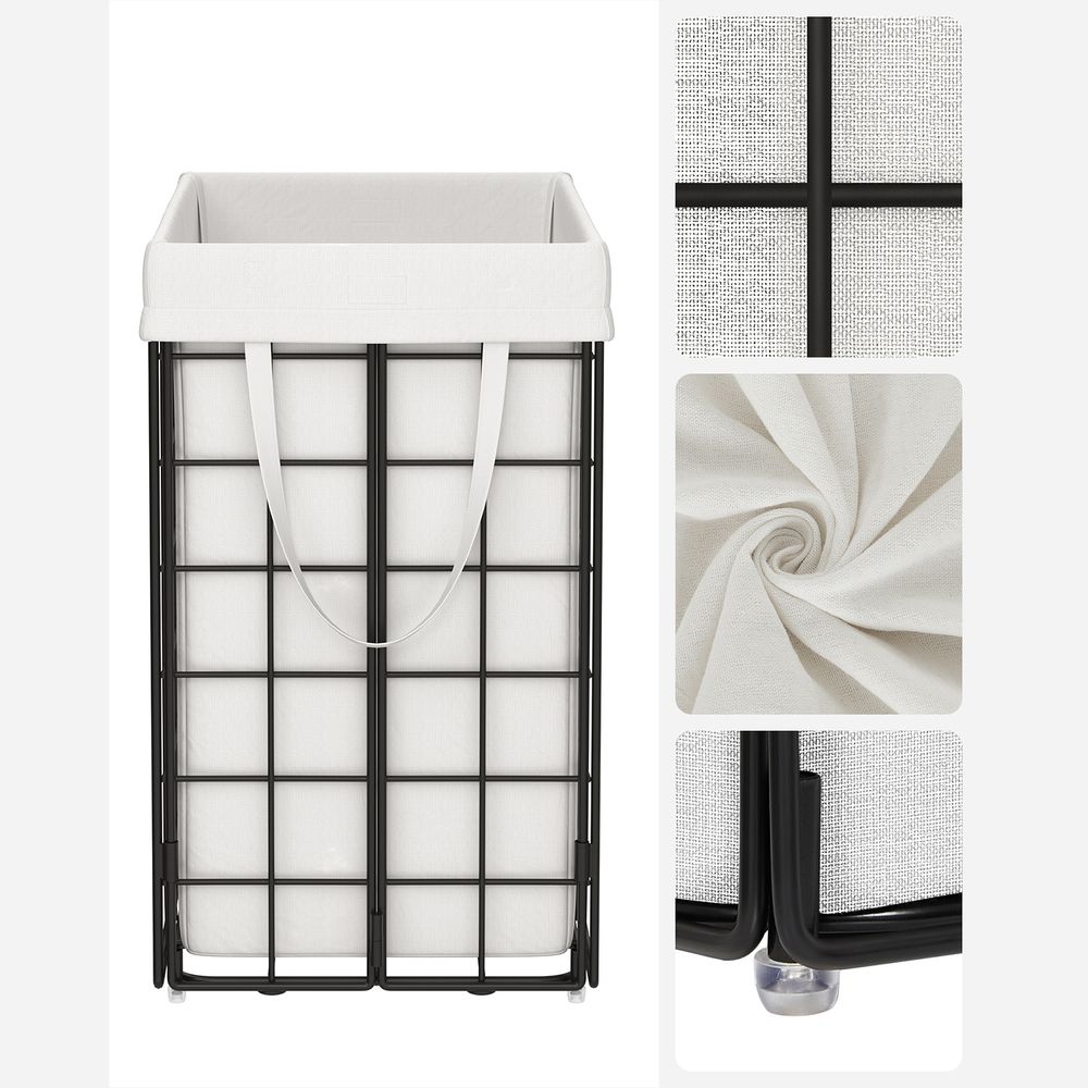Songmics Καλάθι Απλύτων με Μεταλλικό Πλαίσιο - 90L - Black / White - LCB190W01