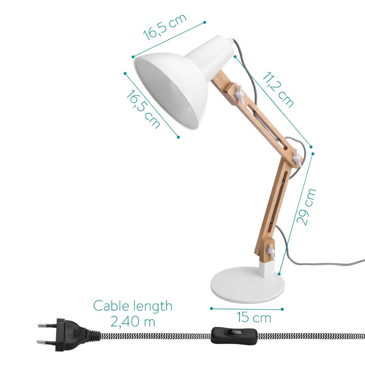 Navaris Wooden Desk Lamp Επιτραπέζιο Φωτιστικό από Ξύλο - Brown / White - 49125.02