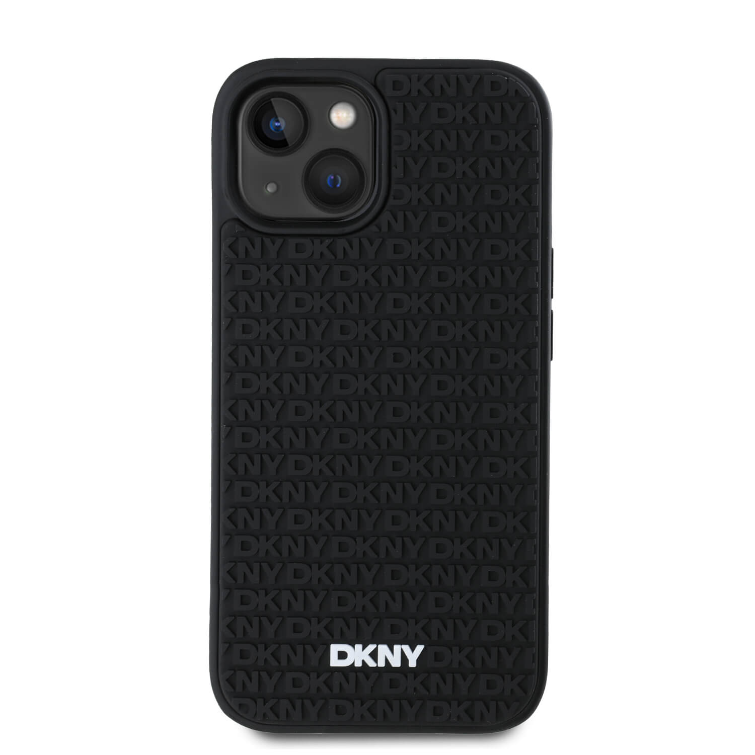 DKNY iPhone 15 / 14 / 13 - 3D Rubber Repeat Pattern - Σκληρή Θήκη με Επένδυση Συνθετικού Δέρματος - Black