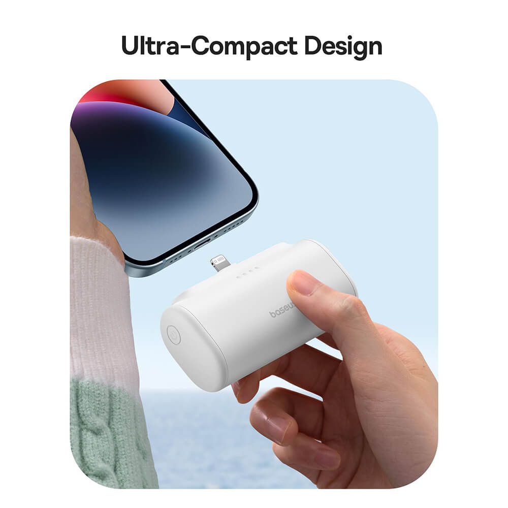 Baseus Compact Series Lightning - PowerBank 5000mAh 20W με Καλώδιο Type-C to Type-C - White - P10068307213-00